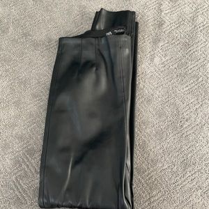 Zara black faux leather pants.